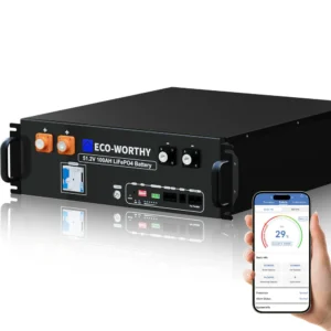 eco worthy 48v(51.2v) 100ah server rack battery with bluetooth & wifi | 5.12kwh lithium battery (version 3)| iec62619